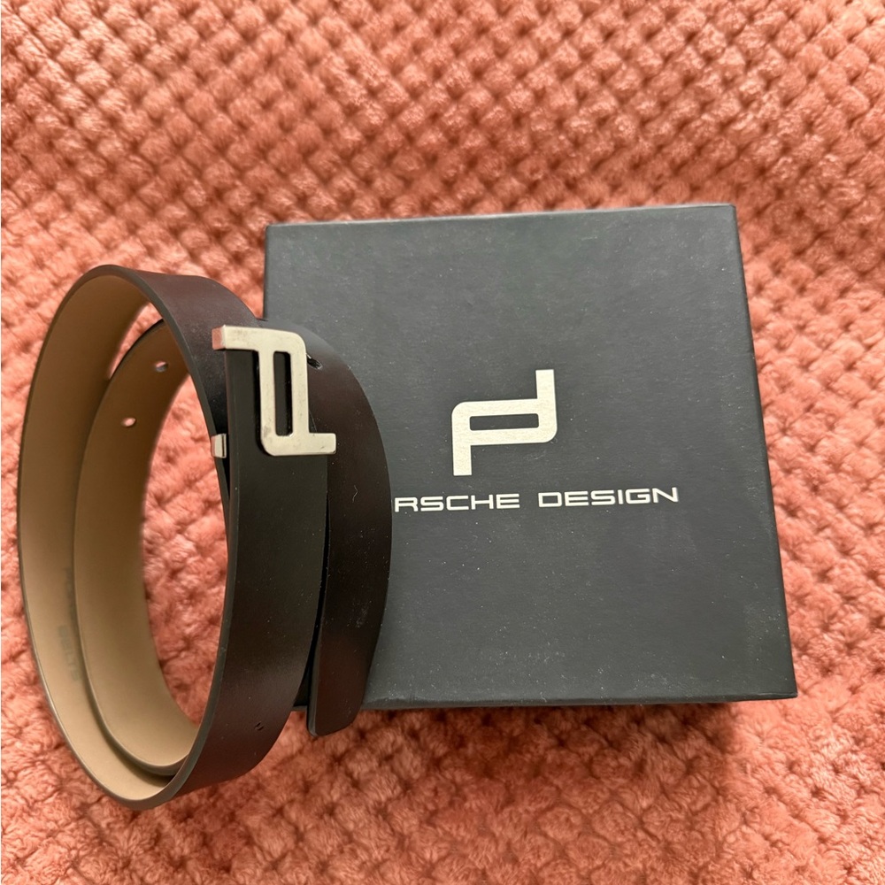 Porsche Design Black Leather Belt - Picture 2 of 3